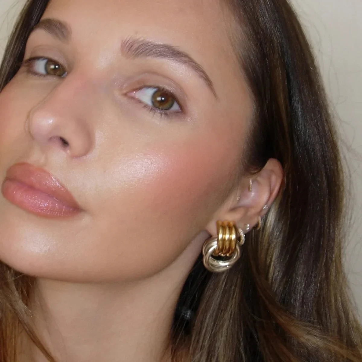 Trendy Stainless Steel Multilayer Circle Twist Knot Earrings for Women Texture Mixed Color Gold Plated Statement Earring Bijoux 260408