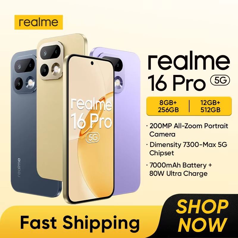 realme 16 Pro NFC Smartphone 6.78" 144Hz AMOLED Display Dimensity 7300-Max 5G Chipset 200MP Main Camera 50MP Selfie Camera IP69 Pro