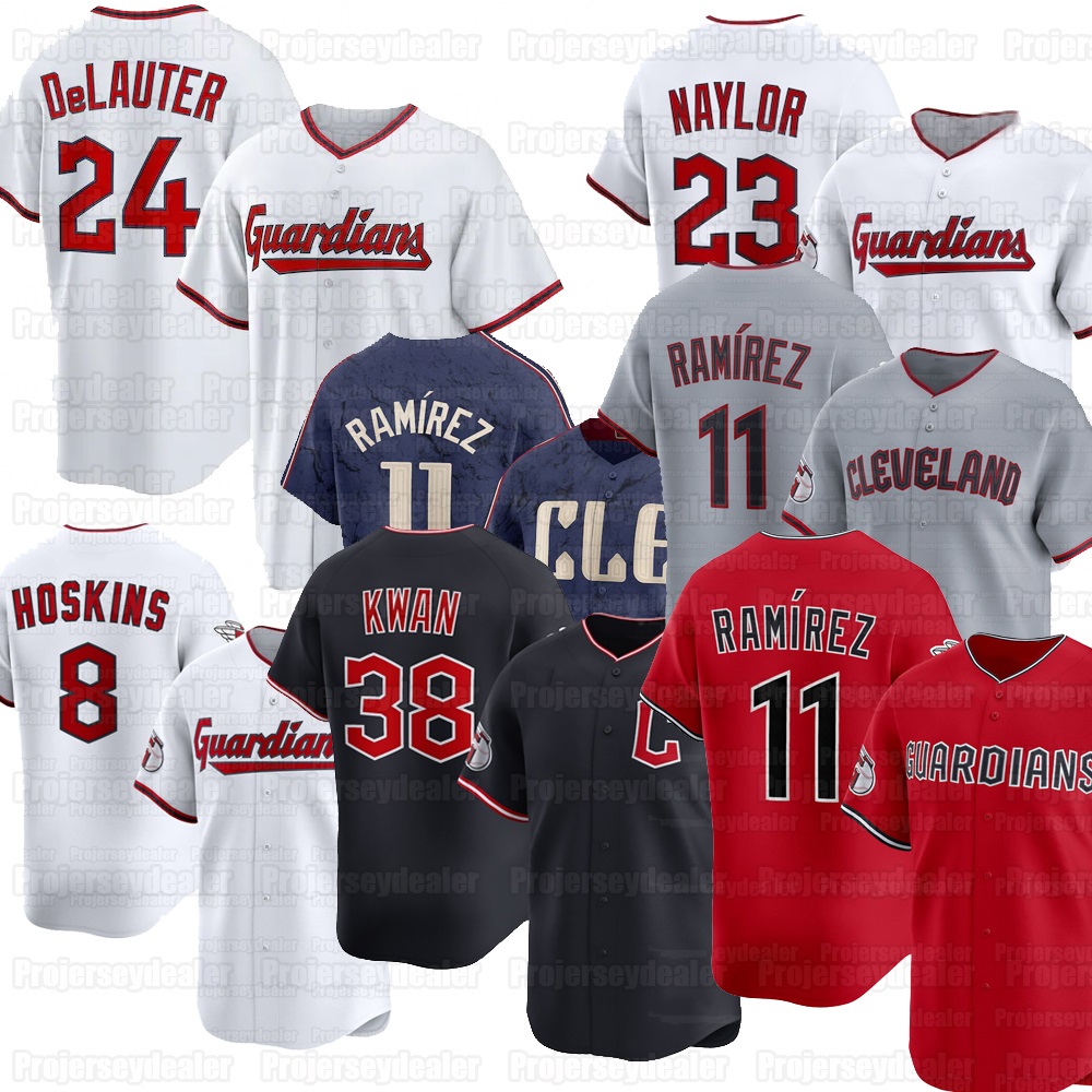 11 Jose Ramirez Guardians 2026 Baseball Jerseys Chase DeLauter Rhys Hoskins Steven Kwan Bo Naylor Clase