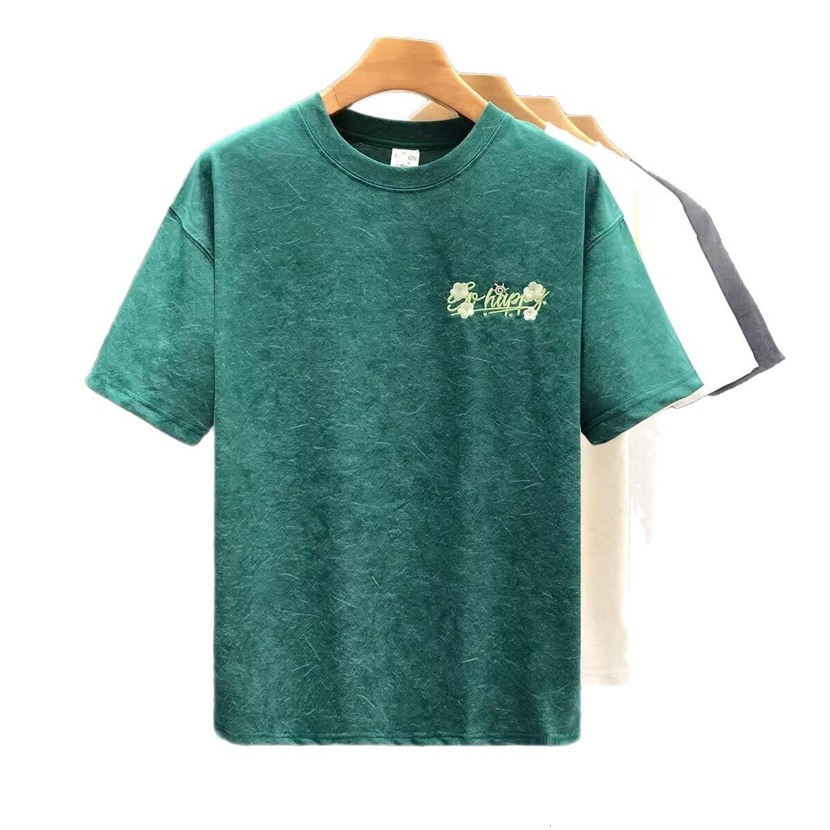 2026 New Designer Luxury Brand American Retro Men's Short Sleeved Shirt Embroidered Logo Simple High-end Multifunctional Round Neck Half Sleeved 