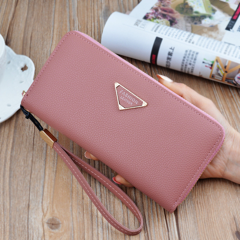 Genuine Leather Zip-Around Long Wallet - Premium Pebbled Leather Handbag, Luxury Wristlet Card Holder - view 3
