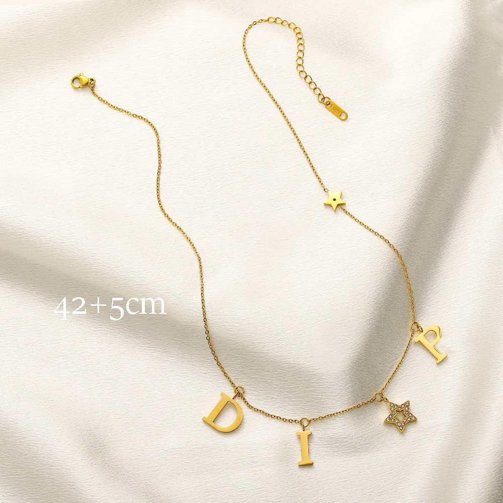 Star Designer Jewelry Geometry Pendant Necklaces Stainless Steel Classic Letter Necklace Women Wedding Collarbone Chain Christmas Gifts Jewellery