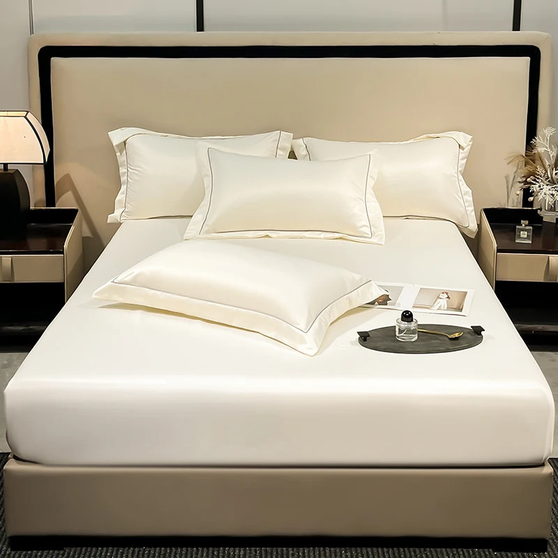 Mulberry Silk Fitted Bed Sheet with Elastic Bands Mattress Cover Single Double Queen King Size Bed Cover 120/140/160/180 260402