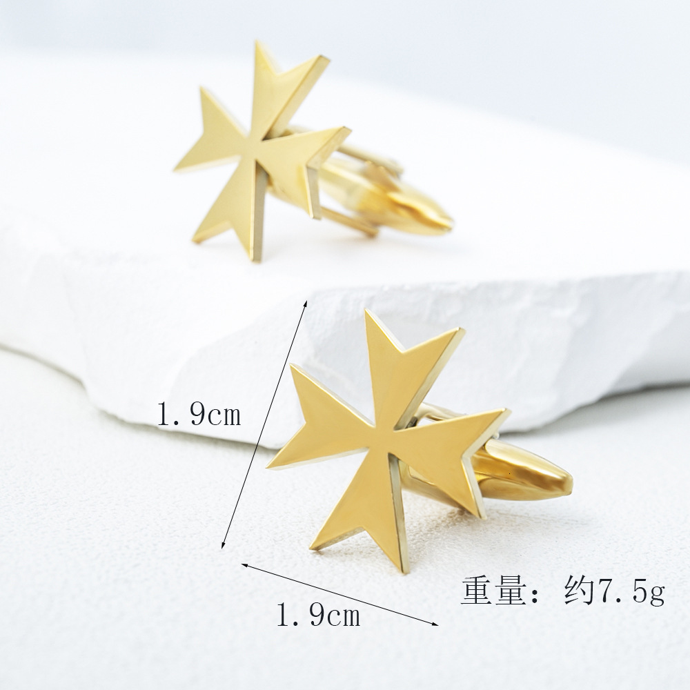 Men's Stainless Steel French Cufflinks with Cross Design, Designer Studs, Suit Accessories, Metal Buttons, Shirt