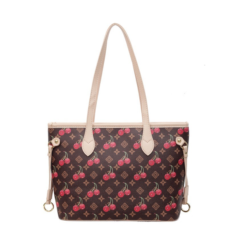 Trend Fashion Shoulder New Classic Cherry Pattern Women's Large Capacity Handheld Tote Bag