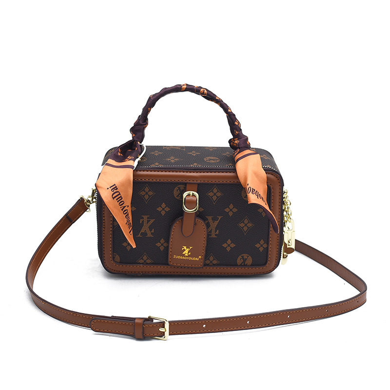 High-end women's new model printed fashion box bag, elegant ladies versatile shoulder and crossbody bag