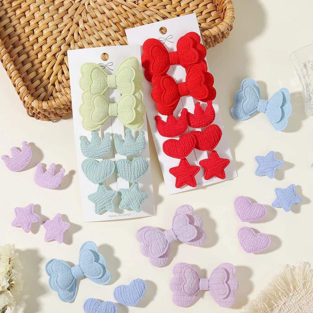 Children Bow Hair Clips Baby Girls Mini Star Love Crown Hairpins Soild Colors Barrettes Year Kids Accessories Gifts 260408