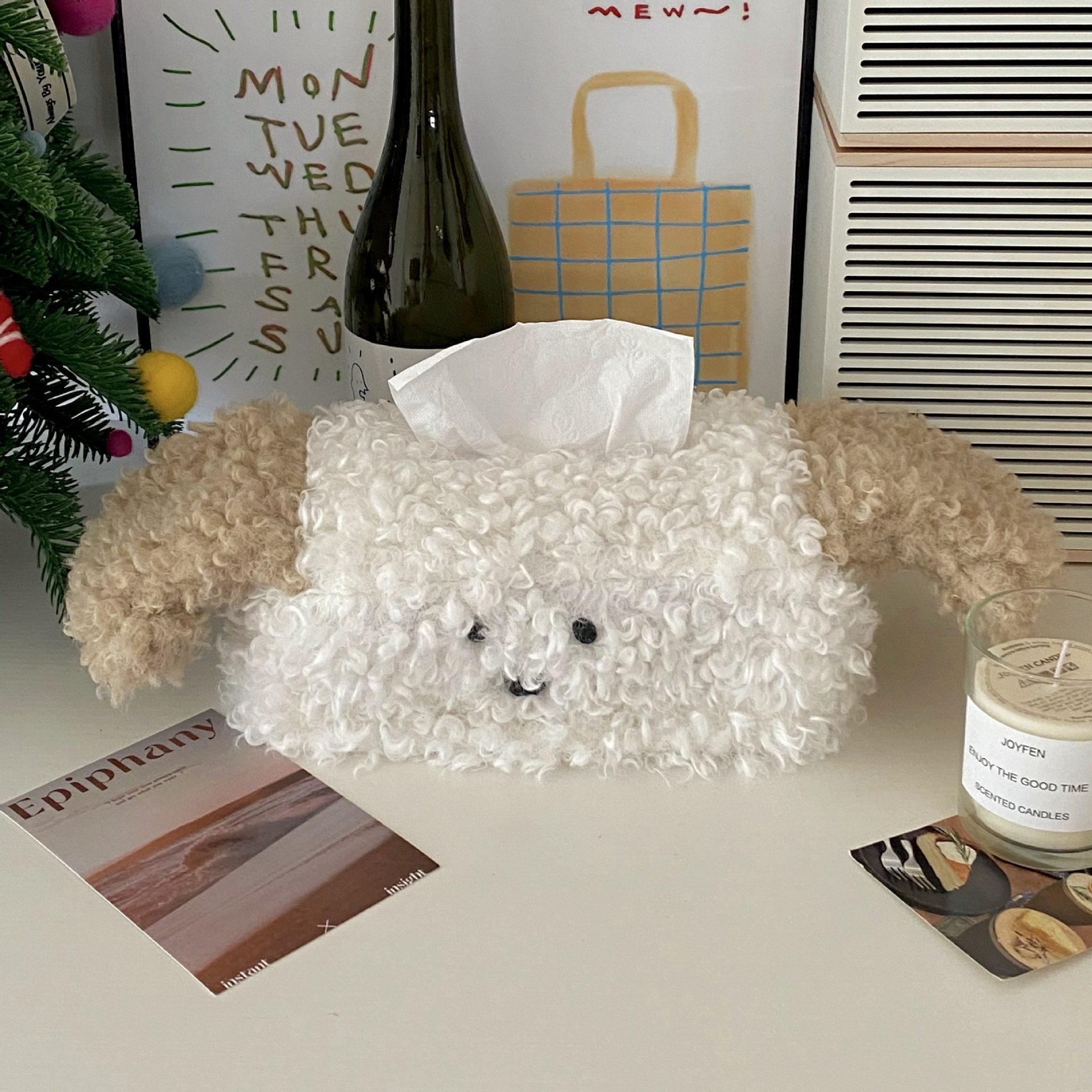 Tissue Box Ins Plush Puppy Creative Desktop Coffee Table Holder Home Living Room Car Storage Bag