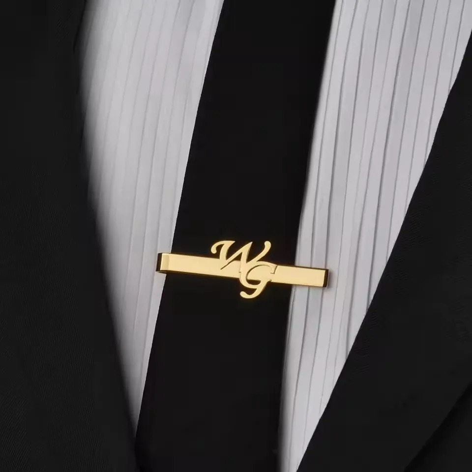 Sipuris Custom Initial Name Tie Clip For Men Stainless Steel Personalized Clasp Trendy Fashion Jewelry Weddings Gifts 260409