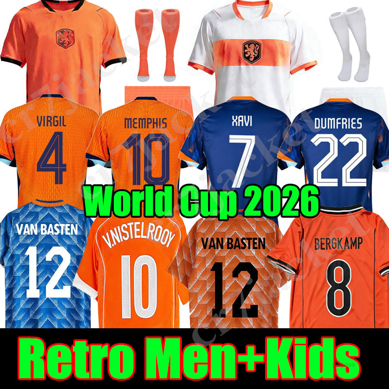 Netherlands Dutch jersey Holland world cup 2026 retro Soccer Jersey Bergkamp ROBBEN vintage National Team football tops Shirt Kids Kit MEMPHIS GAKPO 2
