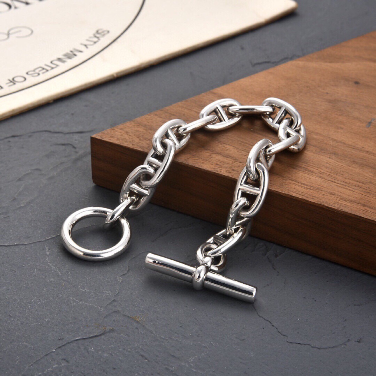 Unisex Pig Nose Bracelet Vintage Heavy-Duty OT Buckle S925 Silver Bracelet Designer Fashion Jewelry