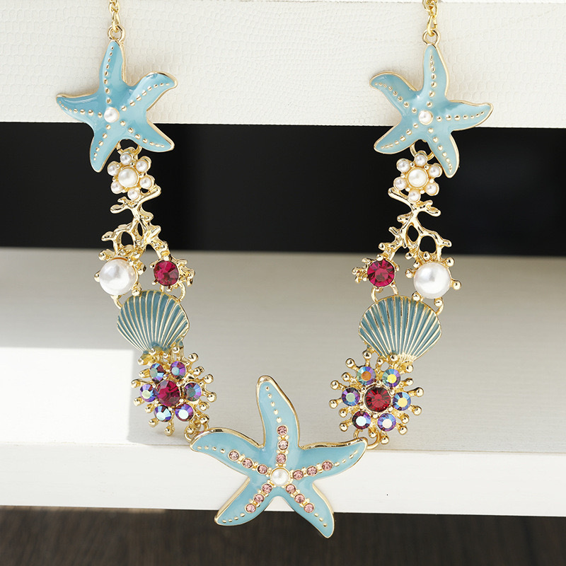 Beach Party! Creative Necklace Starfish Shell Coral Bracelet Design Sense Fashion Personality Set ddmythur