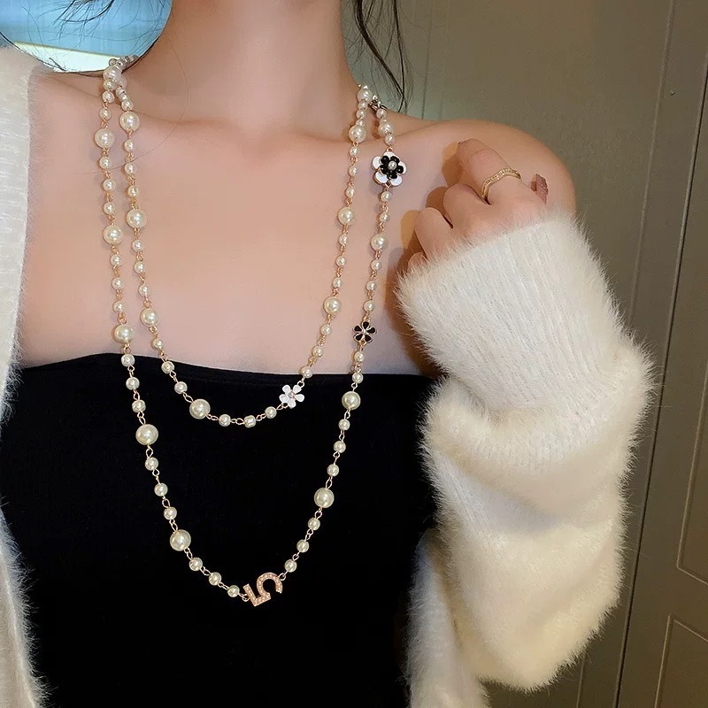Necklace For Women Affordable Luxury Multi Strand Pearl Sweater Necklace Long Autumn Winter Elegant Bracelet Minimalist Designer Jewelry