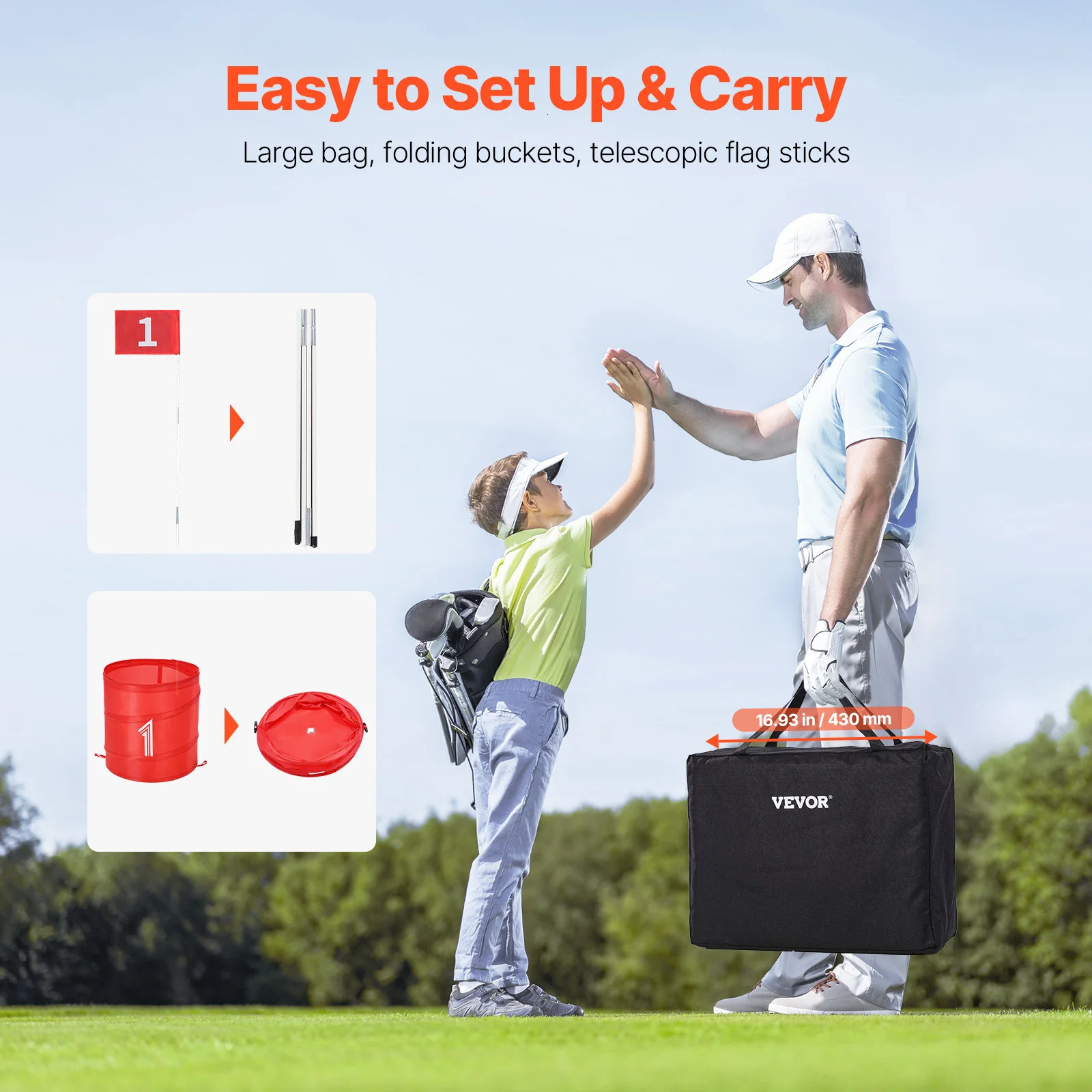 SucceBuy 369 Hole Kids Backyard Golf Game Portable Bucket Course Practice Chipping Games for Family Outdoor Sports Toys 260408