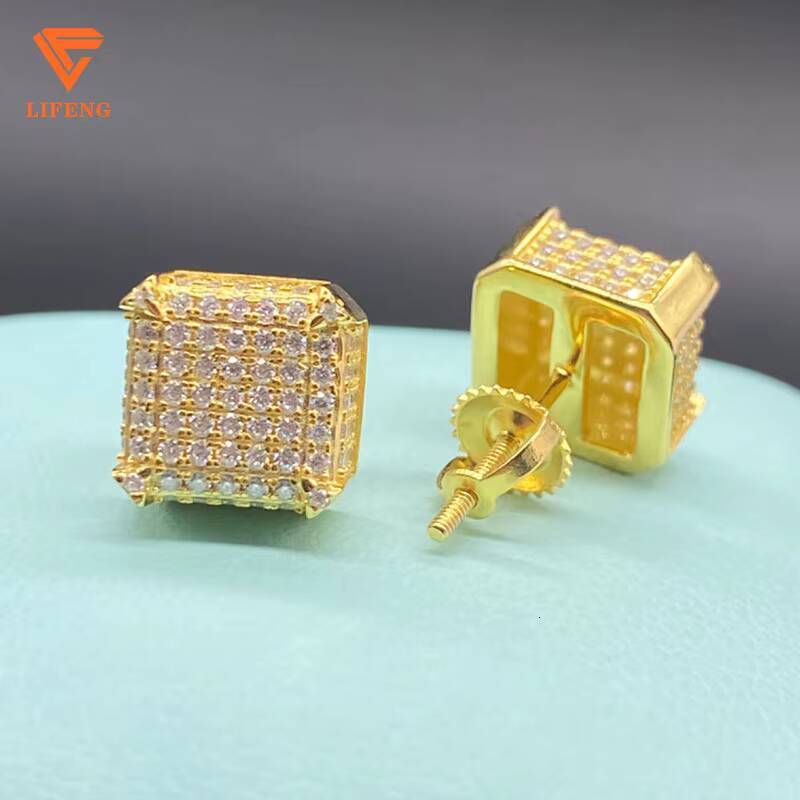 Best One D VVS Moissanite Diamond Earrings Fashion Men Women Beautiful Box 925 Sterling Silver Hip Hop Style Floral Pattern Gold
