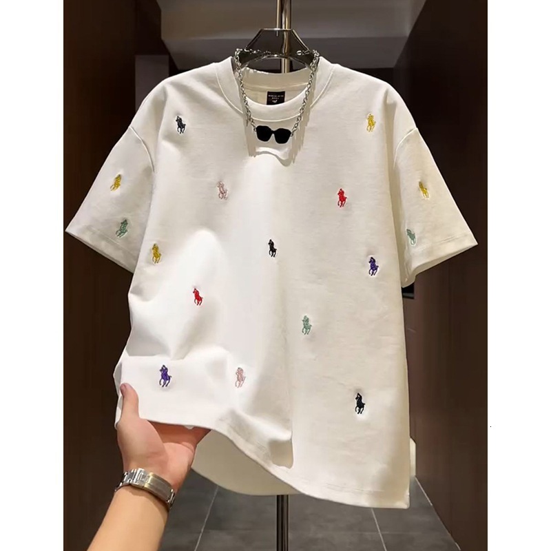 Luxury Brand Designer Clothes Trendy Brand Personalized Embroidered T-Shirt Short Sleeve Men's Summer New Casual Slim Fit Half Round Neck Pullove