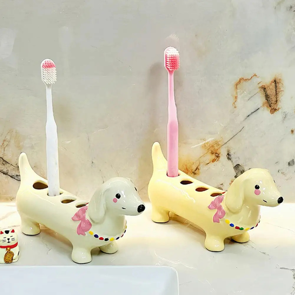 Dachshund Ceramic Toothbrush Holder Storage Rack Bathroom Sink Washstand Toothbrush Base Bathroom Decoration 260408 - view 5