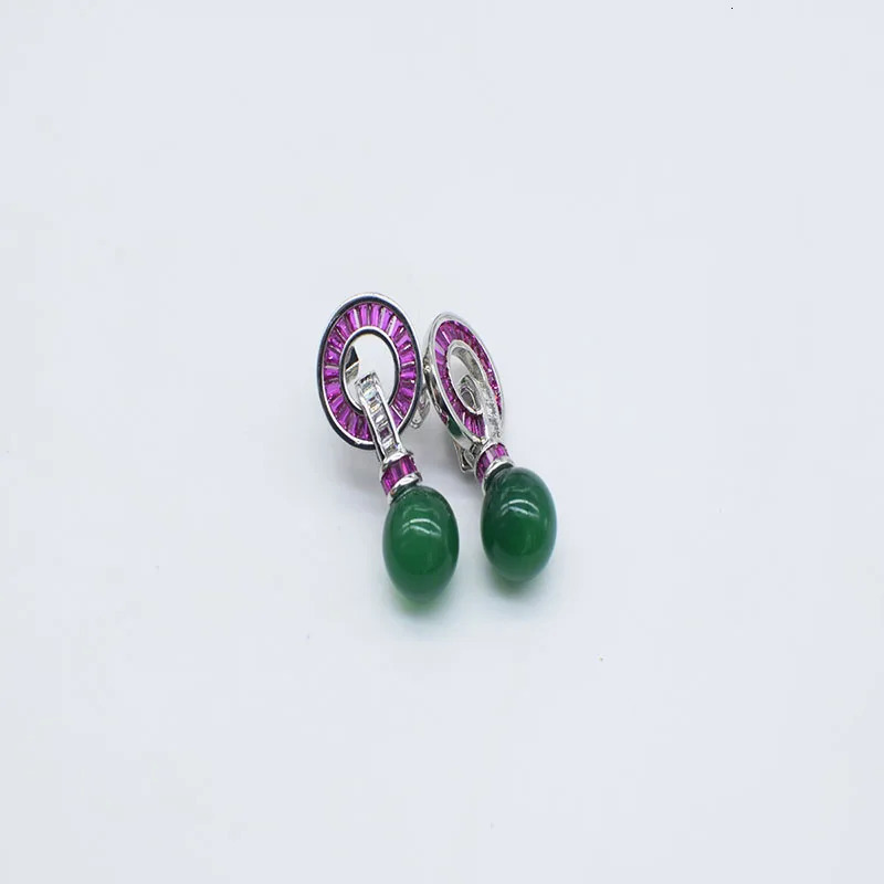 1set green Agate round 10mm necklace bracelet earrings 45cm18cm red zircon clasp womens jewelry 260408