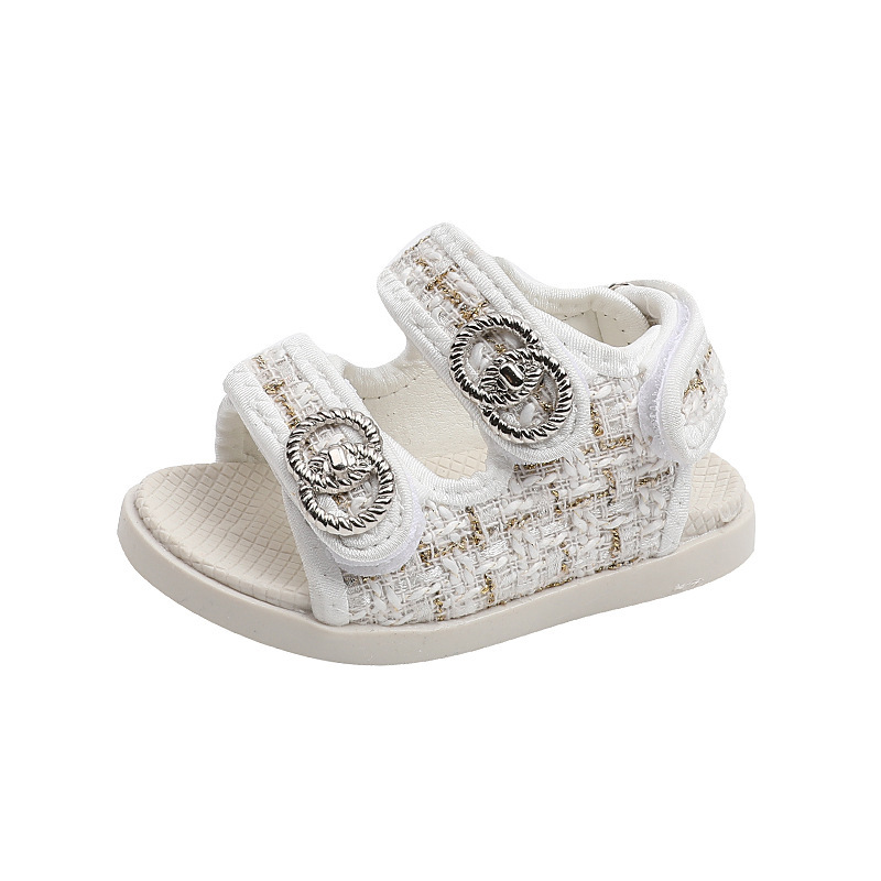 Kids Fashion Sandals for Girls Tweed Open-Toe Summer Shoes Youth Anti-Slip Casual Beach outdoor Sandals girls wedding flower girl sandals daily wear F