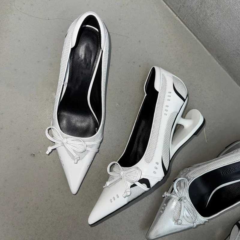Womens High Heels Bow Mary Jane Shoes New Designer Shallow Single Shoes Non-Slip Women Casual Shoes Slip on Pointed Toe Pumps L260409