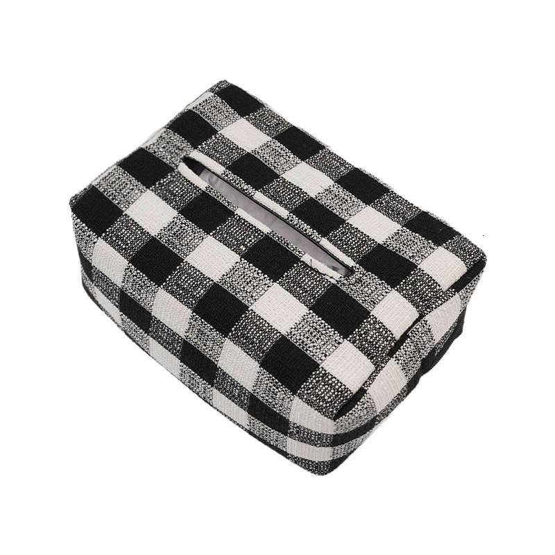 Tissue Bag Black White Striped Plaid British Style Creative Fabric Car Hanging Box Multifunctional High End Storage