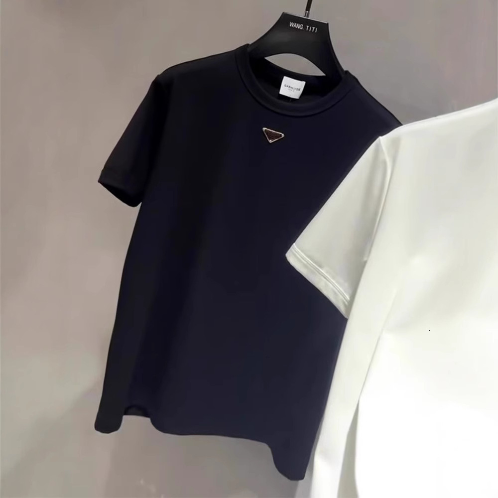 Luxury Brand Designer Clothes This Summer's New Hot Trendy Brand Metal Triangle Logo Fashion Round Neck Short Sleeve Breathable Casual T-Shirt Fo