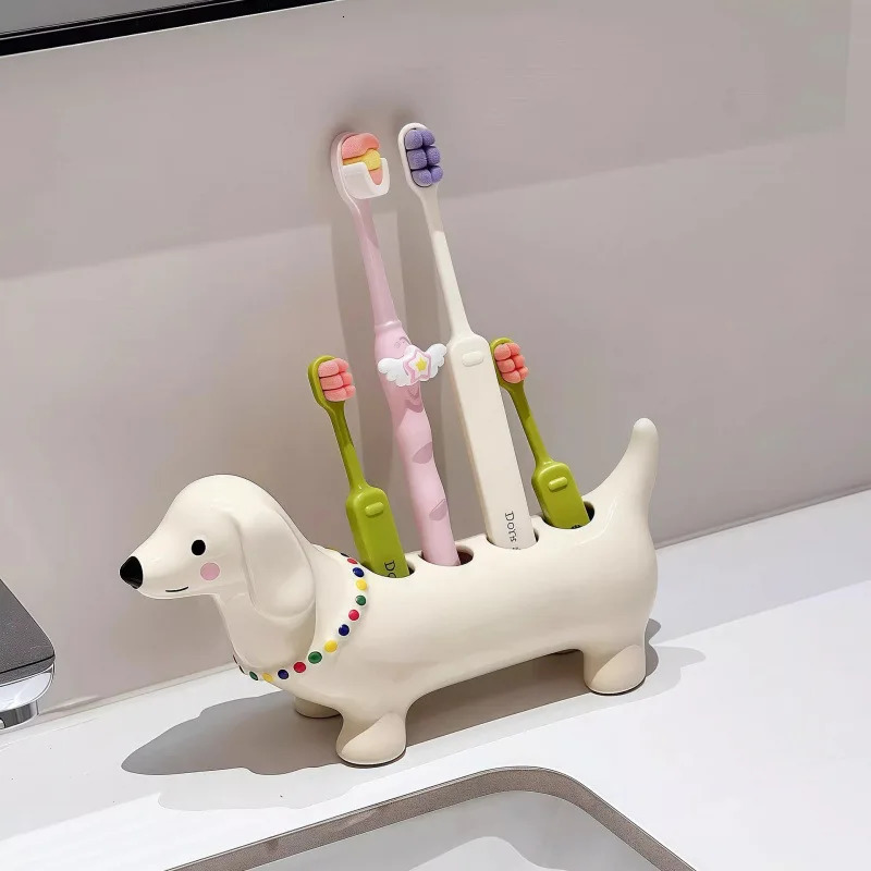 Dachshund Ceramic Toothbrush Holder Storage Rack Bathroom Sink Washstand Toothbrush Base Bathroom Decoration 260408