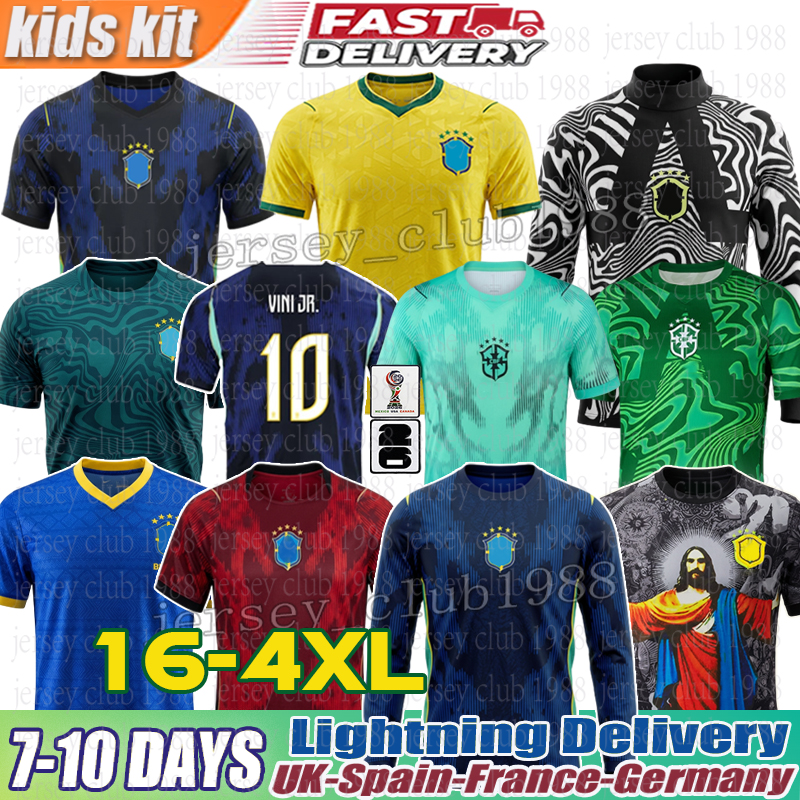 brazil soccer jersey NEYMAR JR Soccer Jersey 3XL 4XL CASEMIRO National Team G.JESUS P.COUTINHO L.PAQUETA T.SILVA PELE MARCELO VINI JR brazil world cup 2026 Kid kit