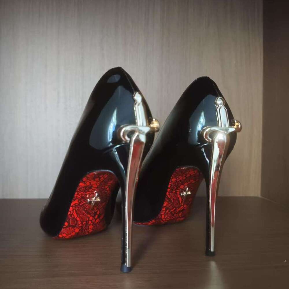 Metal High Thin Heels Comfortable Genuine Printed Red Sole Pointed Toe Women S High End Leather Single Shoes For Women MOJIDASHU