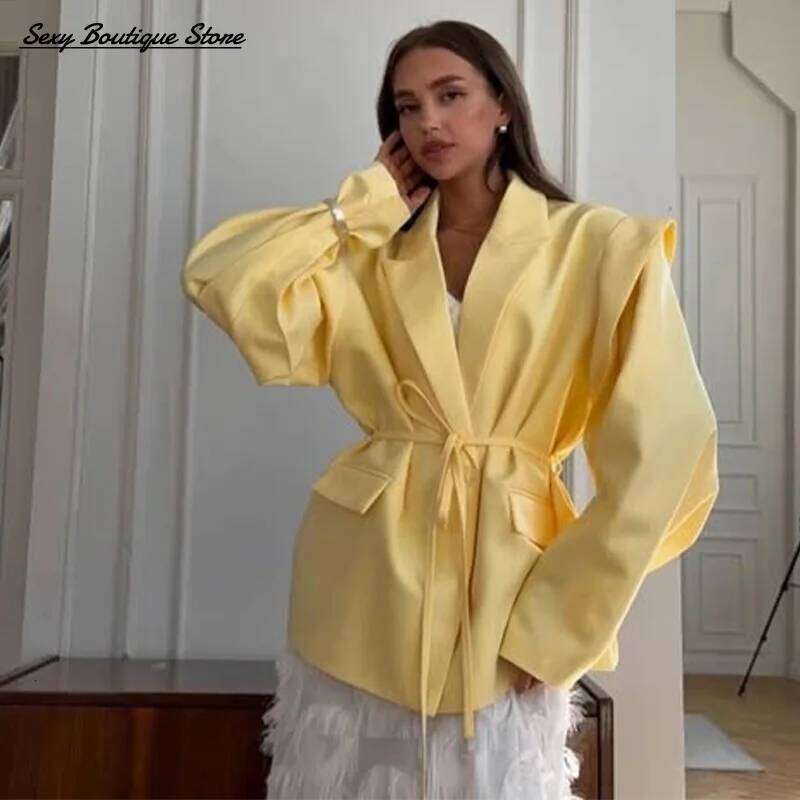 Famous brand Chic Oversize Floral Printed Women Jacket Padded Lapel Lace Up Loose Coat Long Sleeve High Waist Outwears Lady Streetwear MAKOUFEI