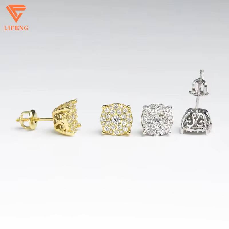 Luxury Jewelry D VVS1 Diamond Moissanite Earrings Halo Stud Push Back 925 Sterling Silver Earrings for Women Girls