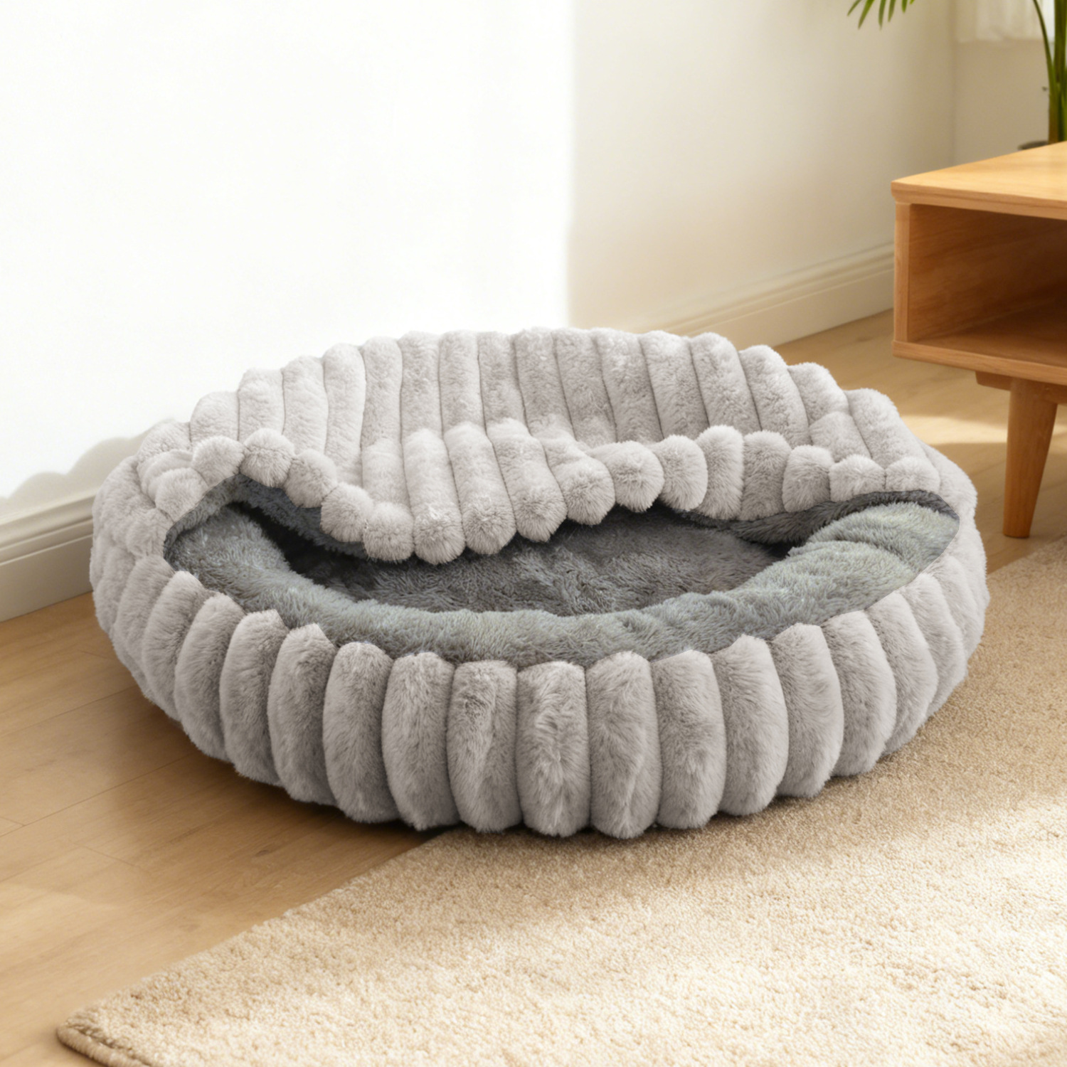 YL-38466 Customized Multi-Color New High-Quality Plush Dog and Cat Bed with Built-in Blanket for Warmth