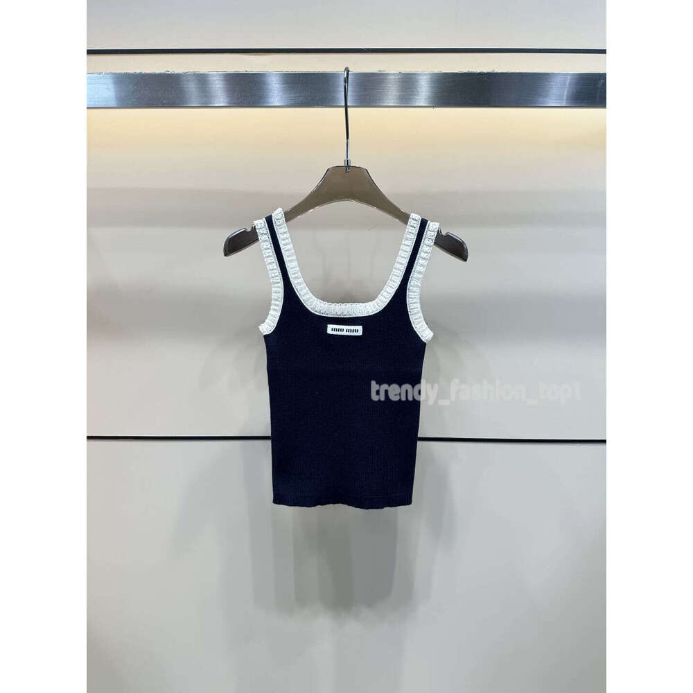Niumiu Tank Top Womens Tanks Women Tops Muily Designer Tank Luxury Vest Pure Cotton Miu Niu Niu Tees Letter Womens Clothing MM Sleeveless Top 4Ad