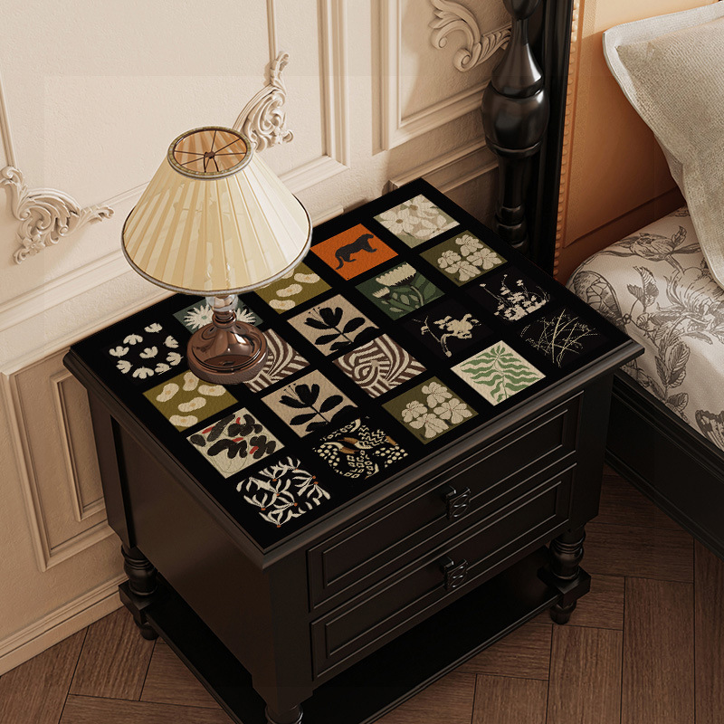 Table Mat Medieval Retro Window Pattern Vintage Style Bedside Table Protector High End Dustproof Waterproof Heat Resistant Leather Tablecloth Dust Cov