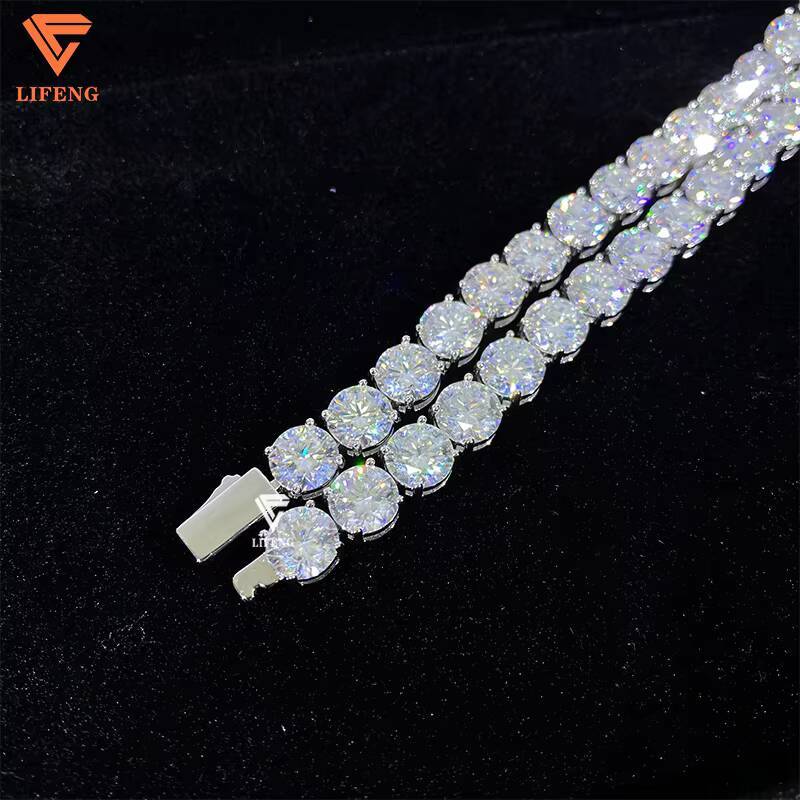 8MM Moissanite Chain Iced Out Diamond Tennis Chain 925 Sterling Silver Wholesale Moissanite Necklace Hip Hop Jewelry