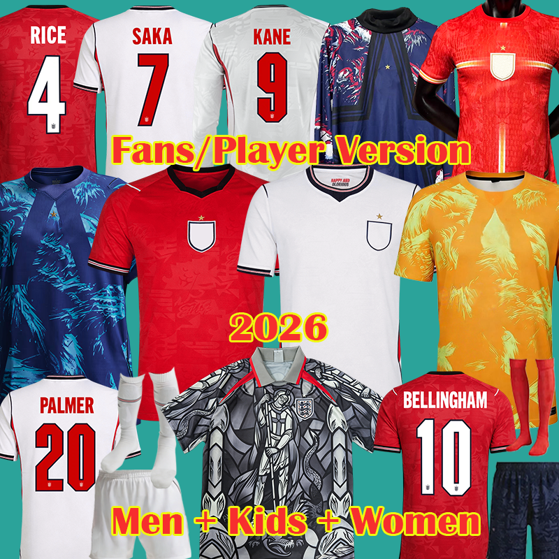 England kit 26 27 BELLINGHAM KANE Soccer Jerseys SAKA Player Version PALMER RICE england world cup 2026 Football Shirt MAINOO FODEN kids Women top uniform 3XL 4XL