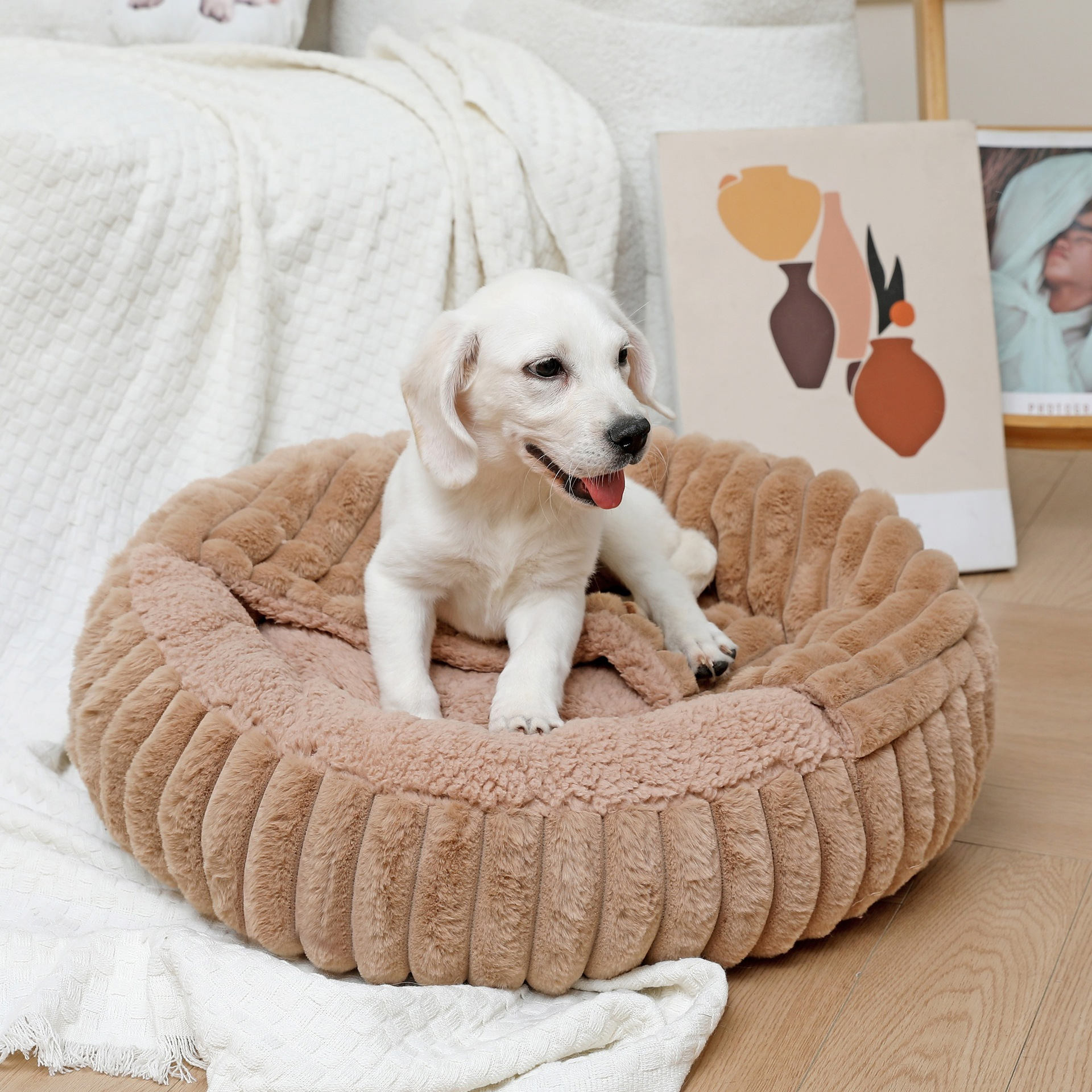YL-38462 Customized Multi-Color New High-Quality Plush Dog and Cat Kennel with Built-in Blanket for Warmth
