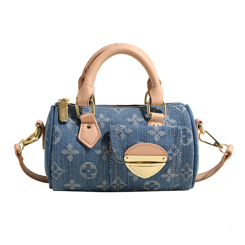 Super Popular Niche Denim for Women New Trendy Fashion Versatile Crossbody Stylish Handbag Cylinder Bag