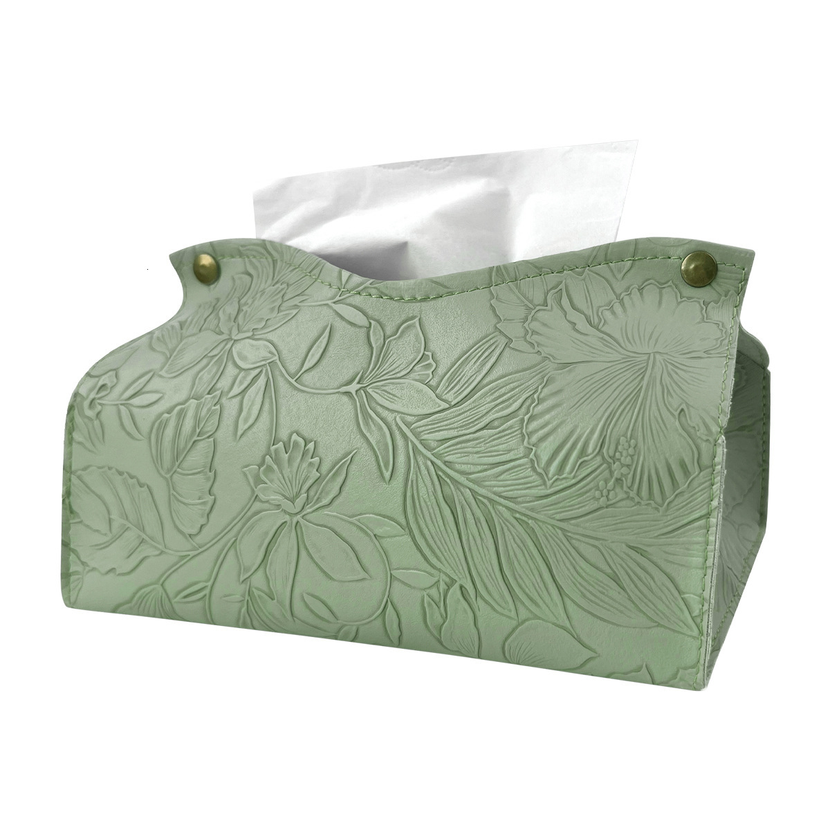 Tissue Box New Leather Floral Print Texture Ins Nordic Style Living Room Coffee Table Creative Simple Cover Storage