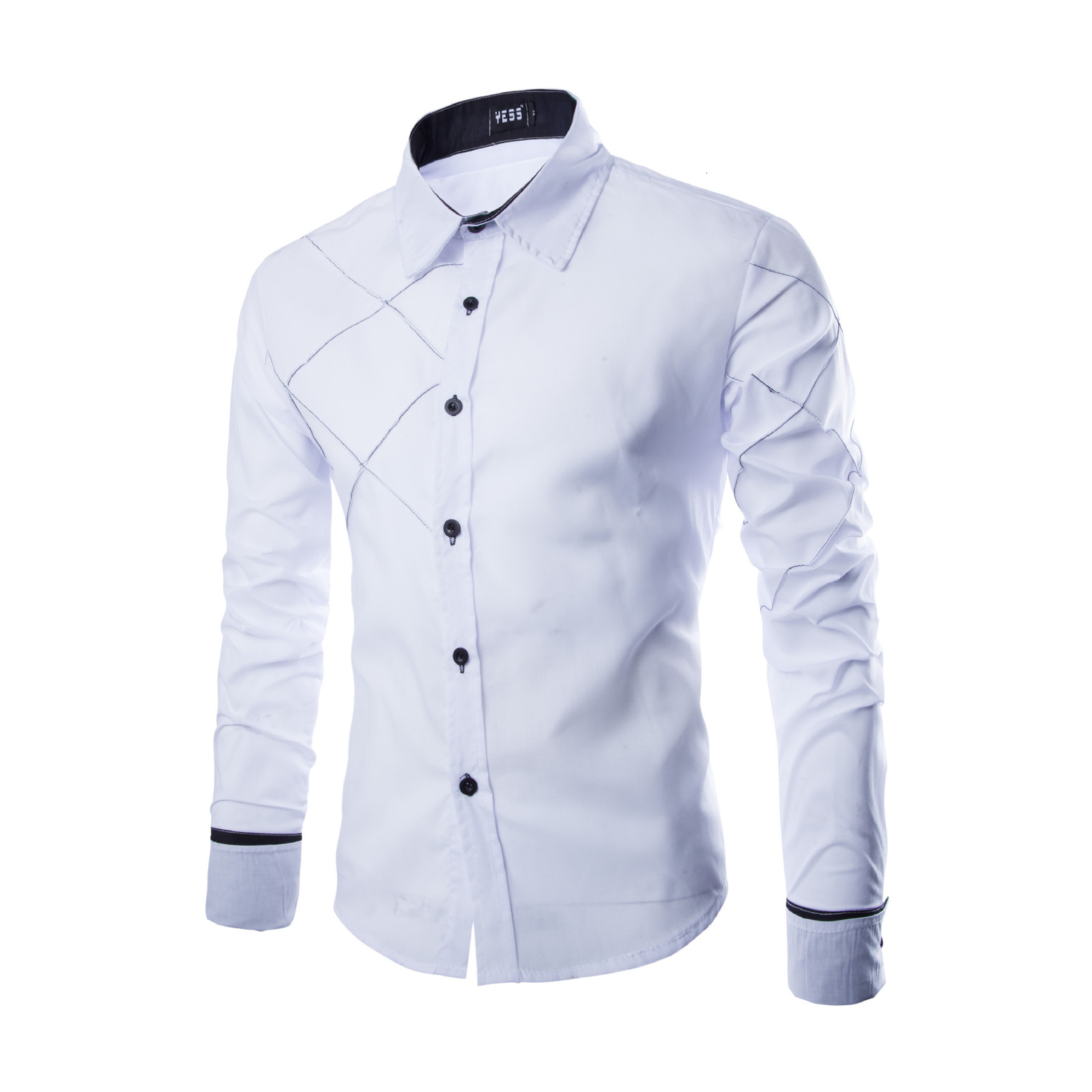 Hot-selling mens long-sleeved shirt grid line design casual shirt color 240827 ww