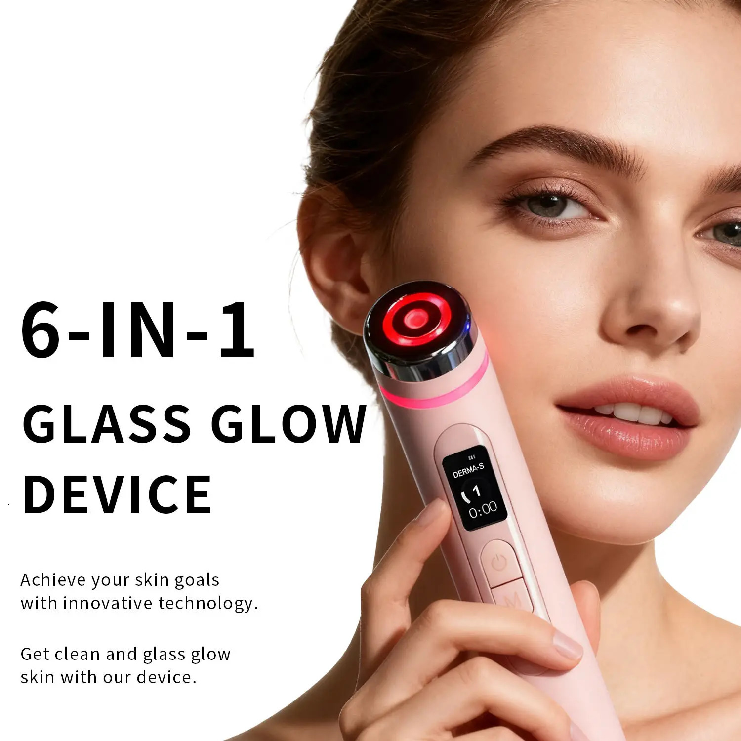 Pink Skin Care Wand Multifunction Microcurrent Face Massager Beauty Device 260409