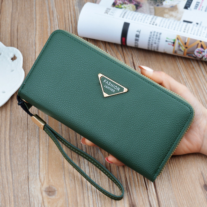 Genuine Leather Zip-Around Long Wallet - Premium Pebbled Leather Handbag, Luxury Wristlet Card Holder - view 5