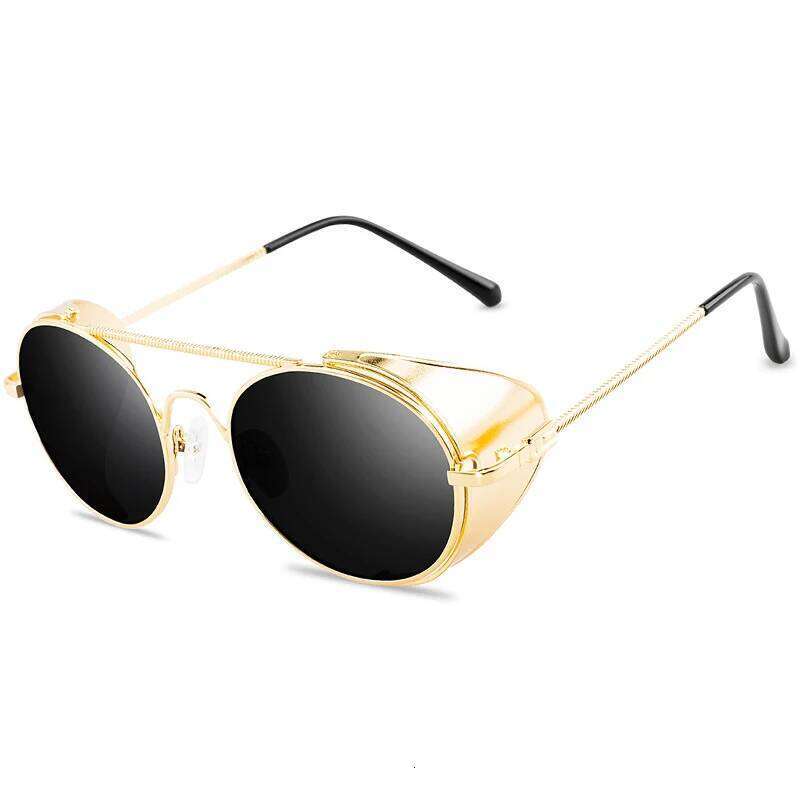 Retro gothic Steampunk Style Round Metal Frame Sunglasses Men Women luxury Brand Designer Shields Lens Sun Glasses Gafas de Sol 26Y0409