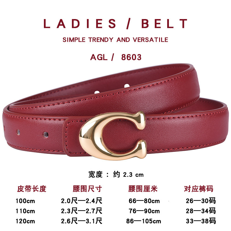 2026 Designer Luxury Angora Burgundy Belt, Popular Red Belt For The Zodiac Year, Korean-style Women's Belt, Versatile And Fashionable Letter-prin