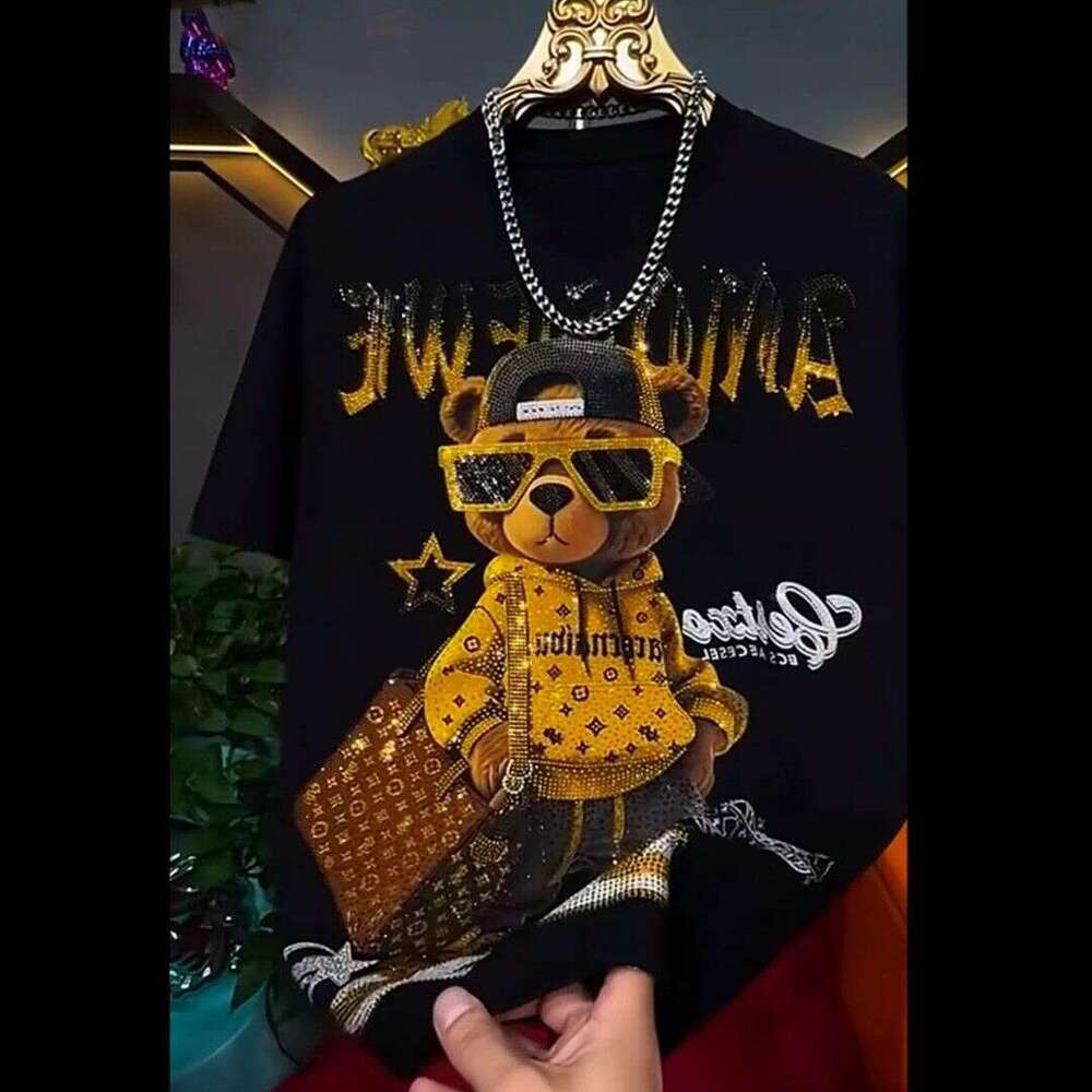 Fashionable High-End Rhinestone Men's Short-Sleeve T-Shirt, 2026 Summer Model, New Chinese-Style Round-Neck Half-Sleeve Top, Stylish And Trendy