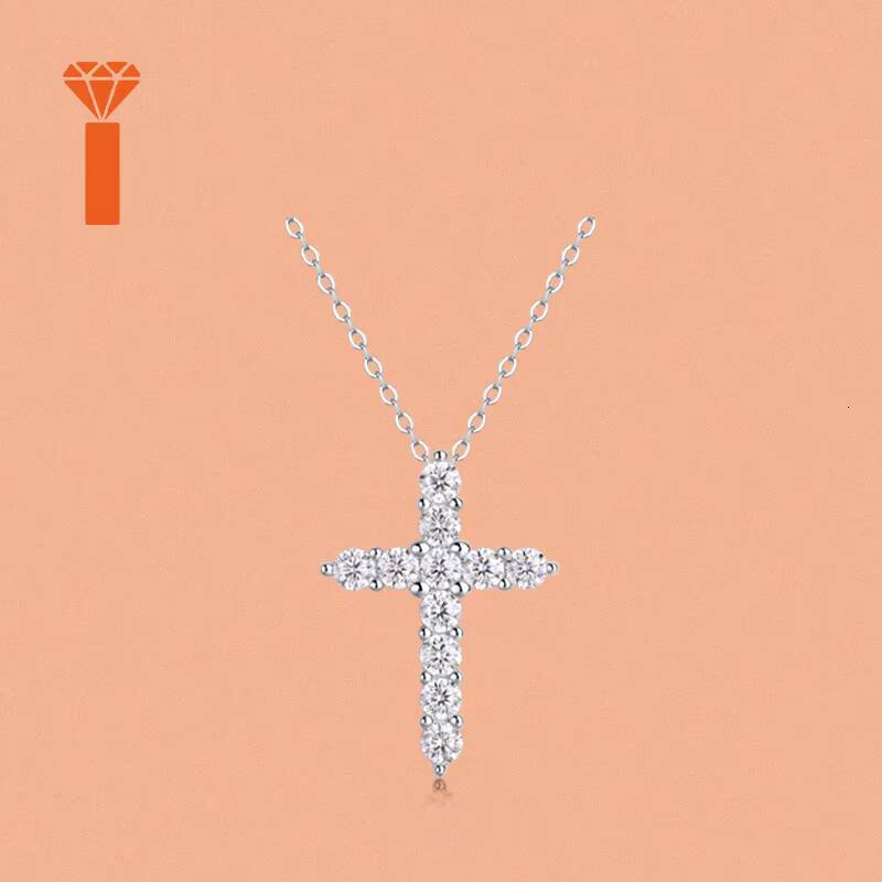 Delicate Chain Cross Pendant 925 Silver D VVS Moissanite Micro Setting for 30MM Moissanite Cross Necklace Graceful Style