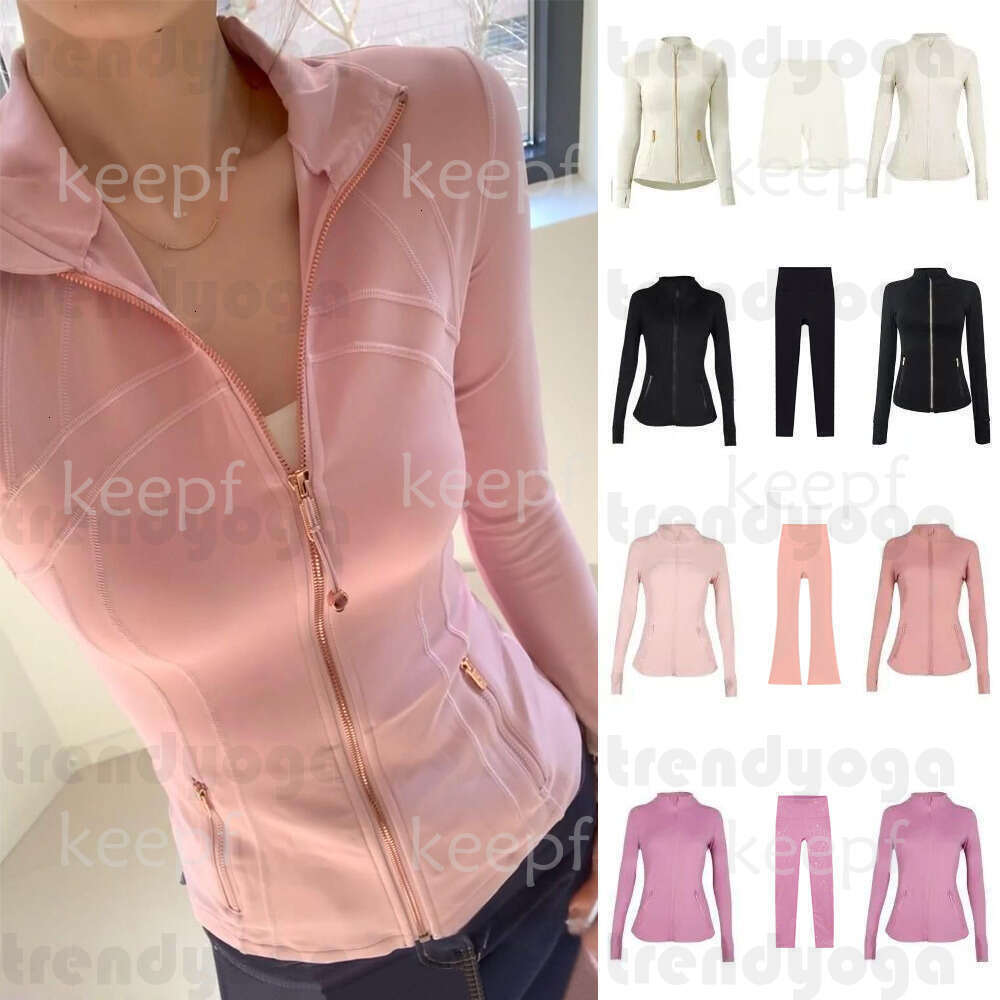 New Yoga Jacket Cropped Jacket With Gold Zipper luluism lemonal men Women Long Sleeve Sport Coat Sweatshirt Jogging luluism lemonal men Jackets yt