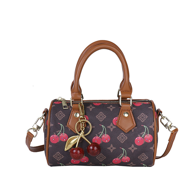 Cute handbag 2026 new model shoulder cherry print Boston pillow fashionable crossbody bag for women