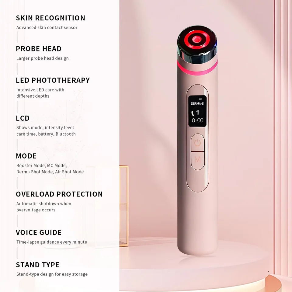 Pink Skin Care Wand Multifunction Microcurrent Face Massager Beauty Device 260409