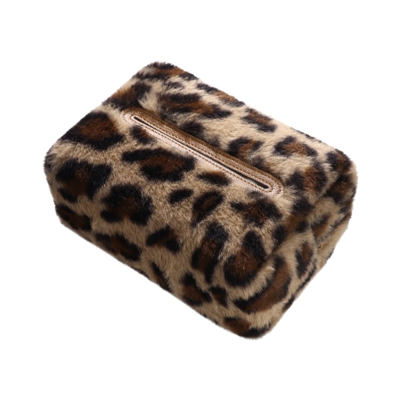 Tissue Box Leopard Print High End Cute Sun Visor Hanging Tissue Bag Car Interior Decoration For Women